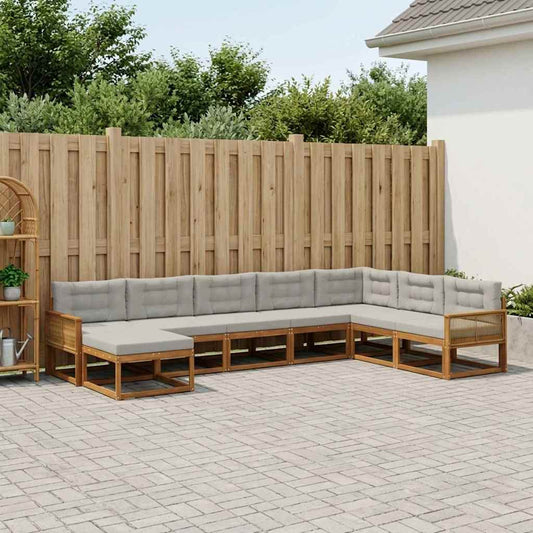 Set di divani da esterno 8 pcs Naturale e Grigio Chiaro
