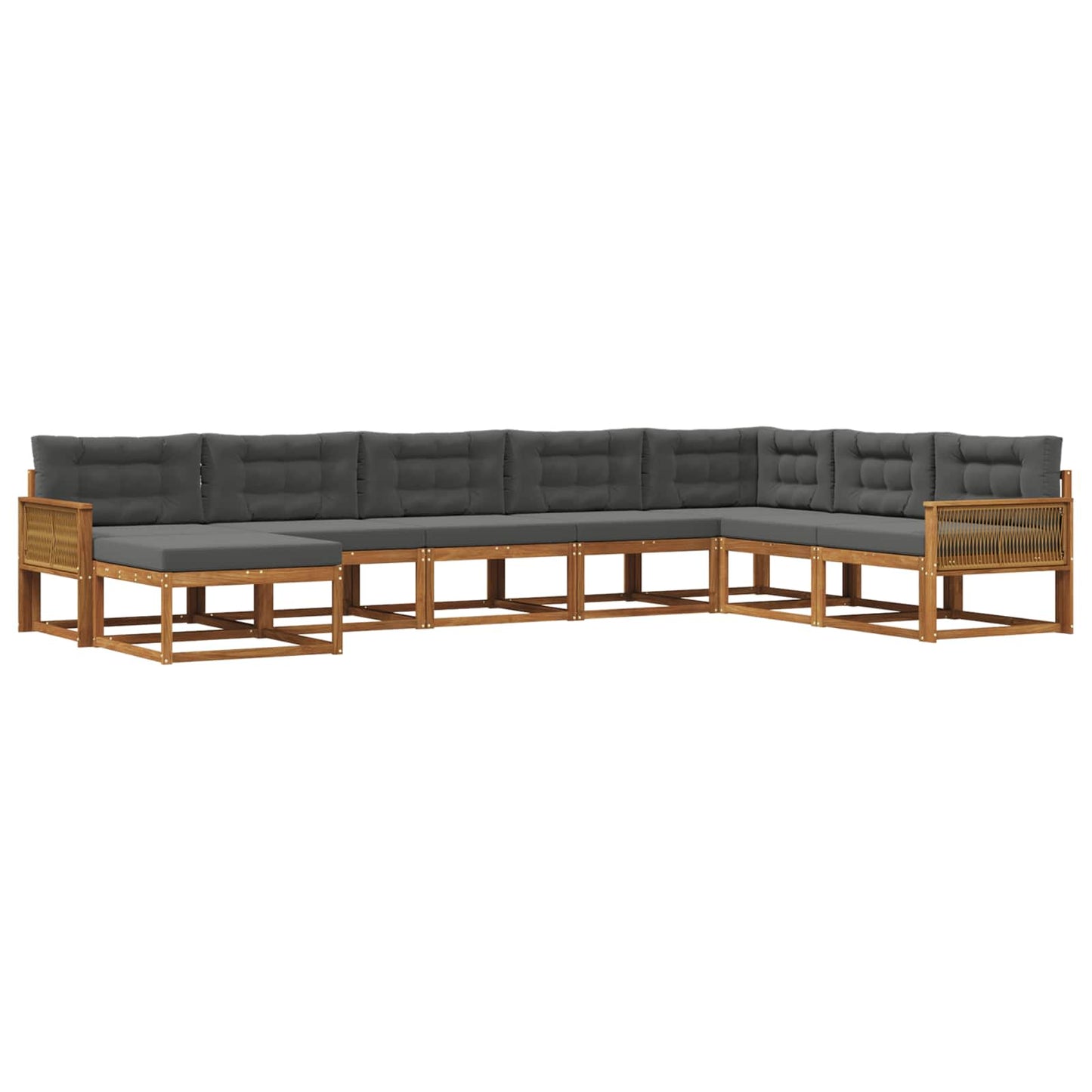 Set di divani da esterno con cuscino 8 pcs Naturale e Antracite