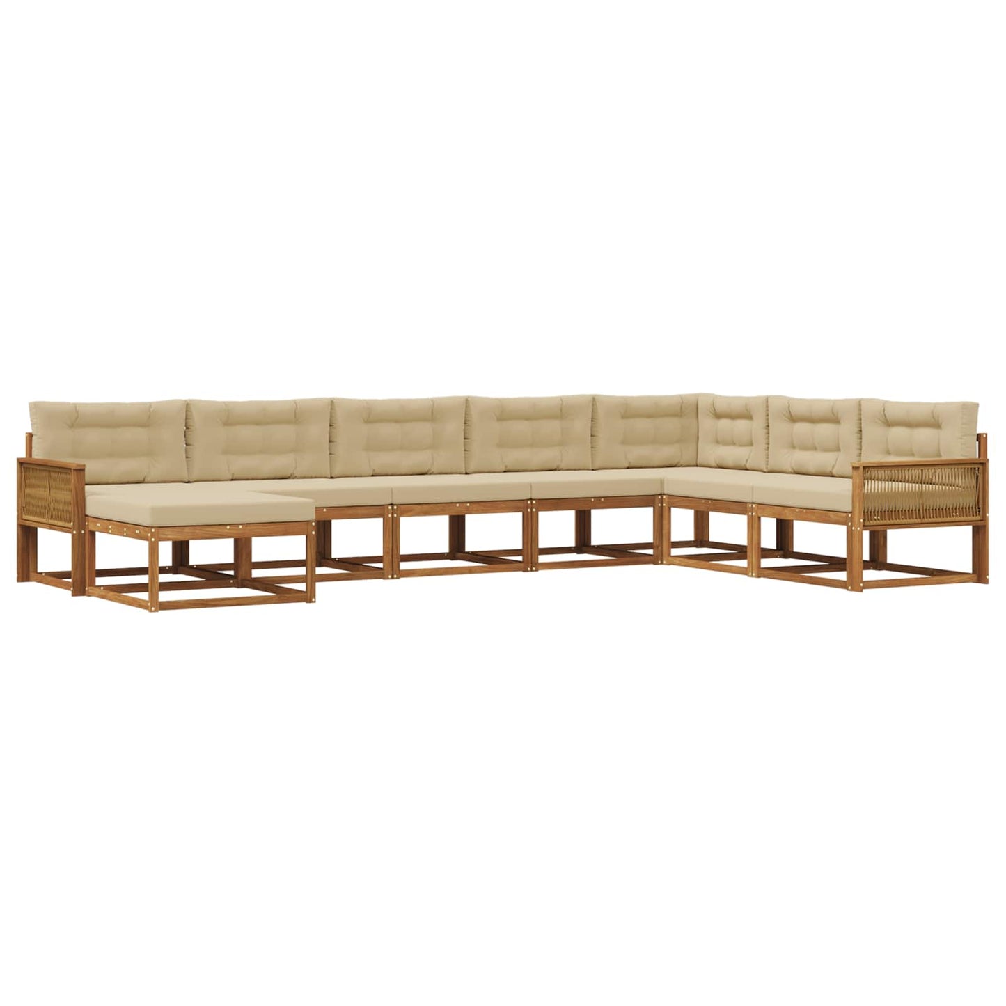 Set di divani da esterno con cuscino 8 pcs Naturale e Beige | homemem39