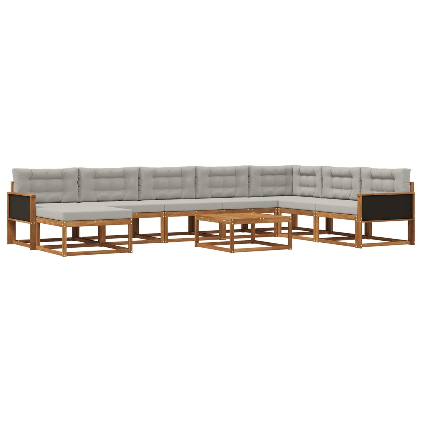 Set di divani da esterno 9 pcs Naturale e Grigio Chiaro