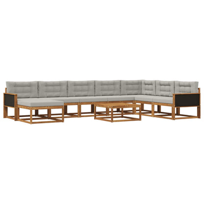 Set di divani da esterno 9 pcs Naturale e Grigio Chiaro