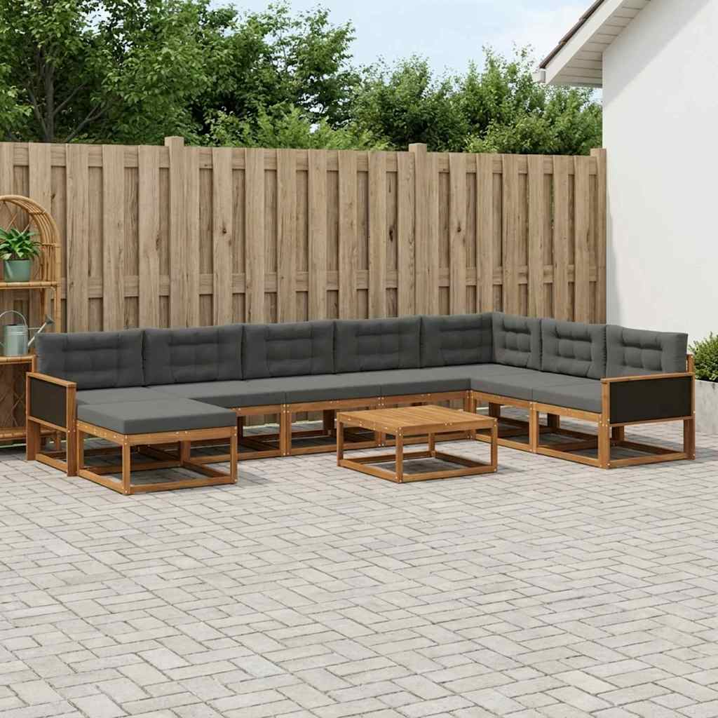 Set di divani da esterno con cuscino 9 pcs Naturale e Antracite