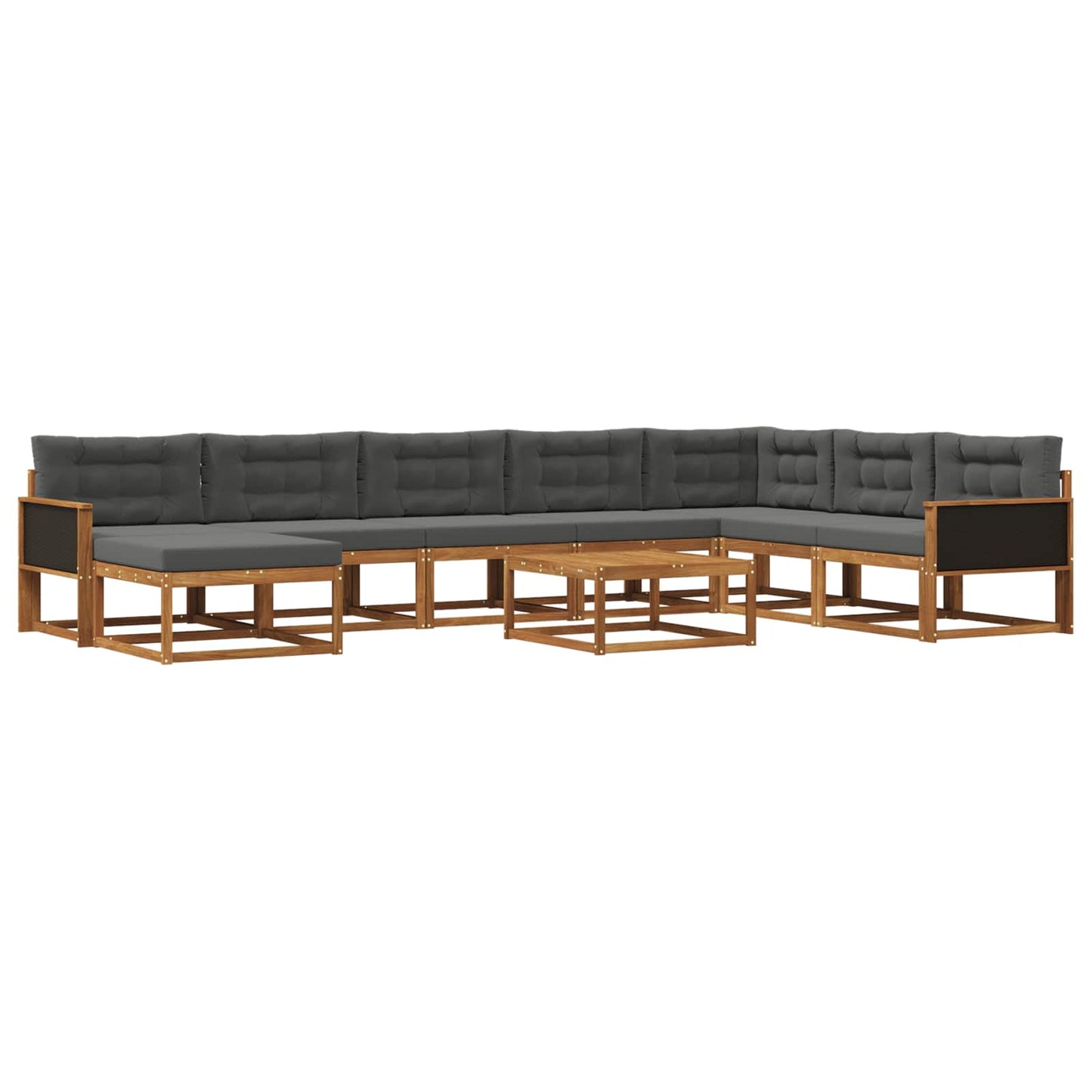 Set di divani da esterno con cuscino 9 pcs Naturale e Antracite