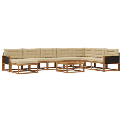 Set di divani da esterno con cuscino 9 pcs Naturale e Beige