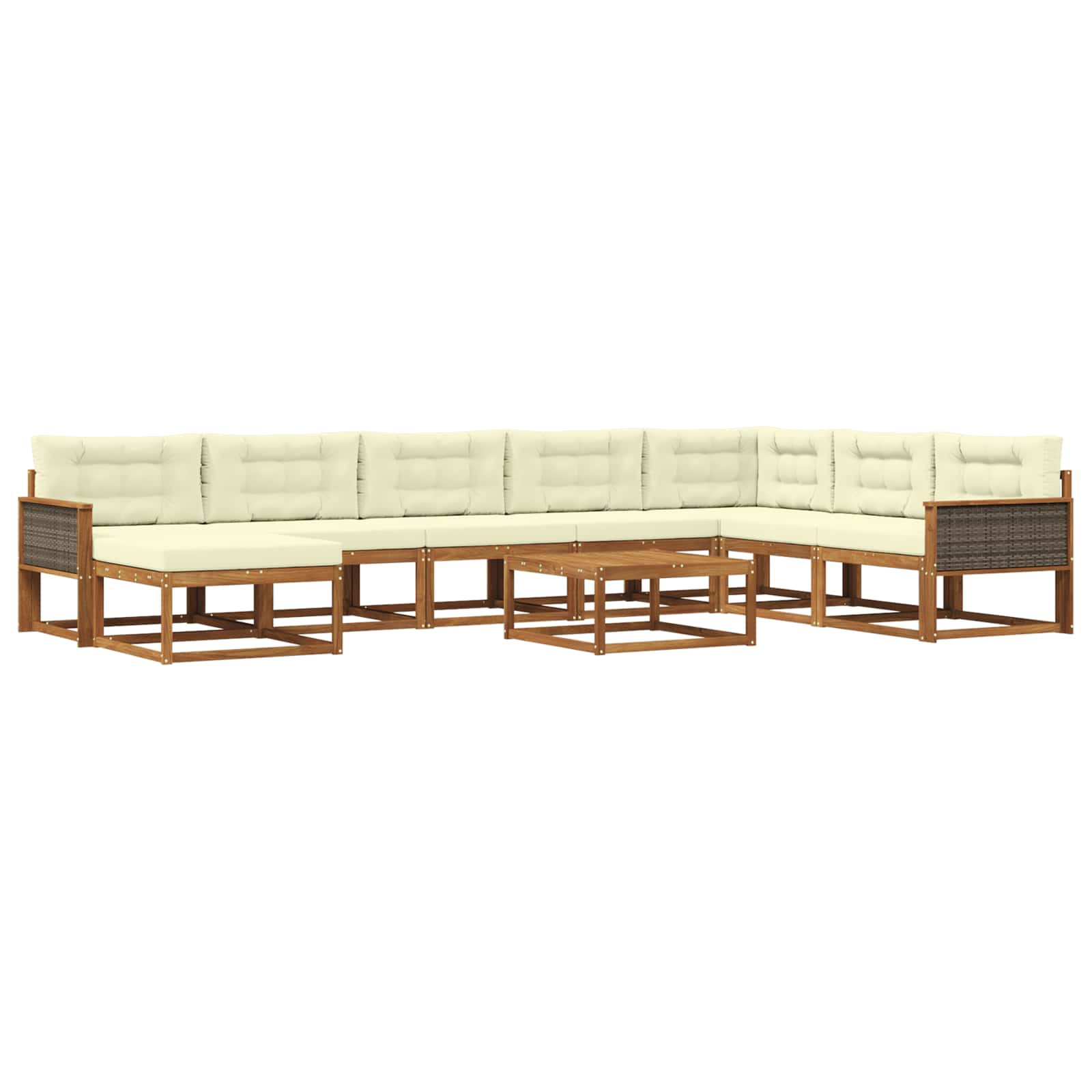 Set di divani da esterno con cuscino 9 pcs Naturale e Crema | homemem39