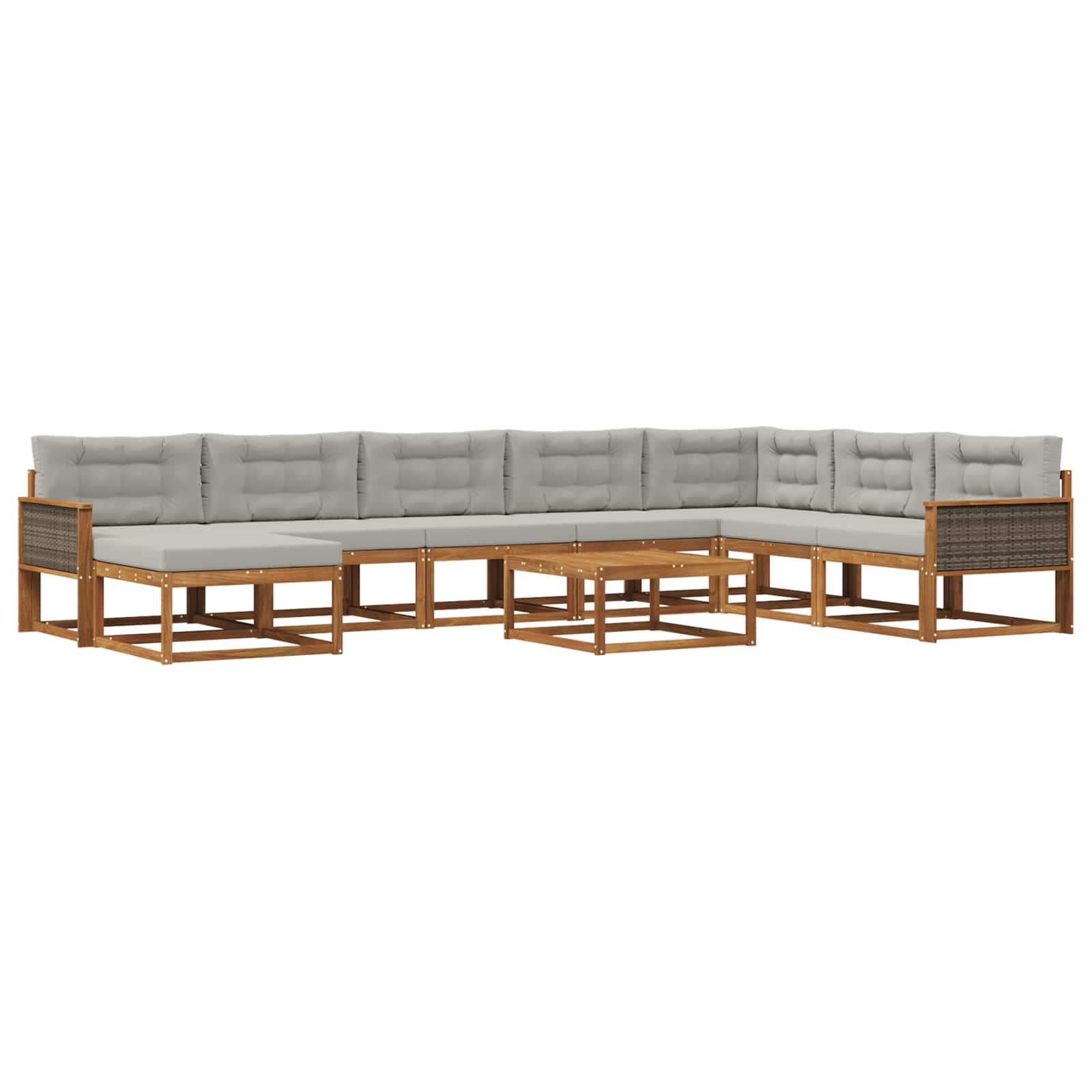 Set di divani da esterno 9 pcs Naturale e Grigio Chiaro | homemem39