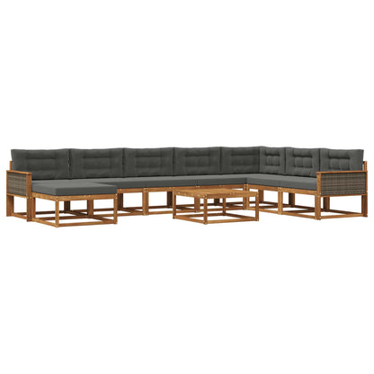 Set di divani da esterno con cuscino 9 pcs Naturale e Antracite | homemem39
