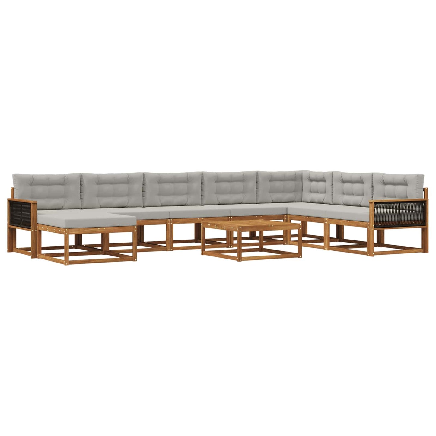 Set di divani da esterno 9 pcs Naturale e Grigio Chiaro