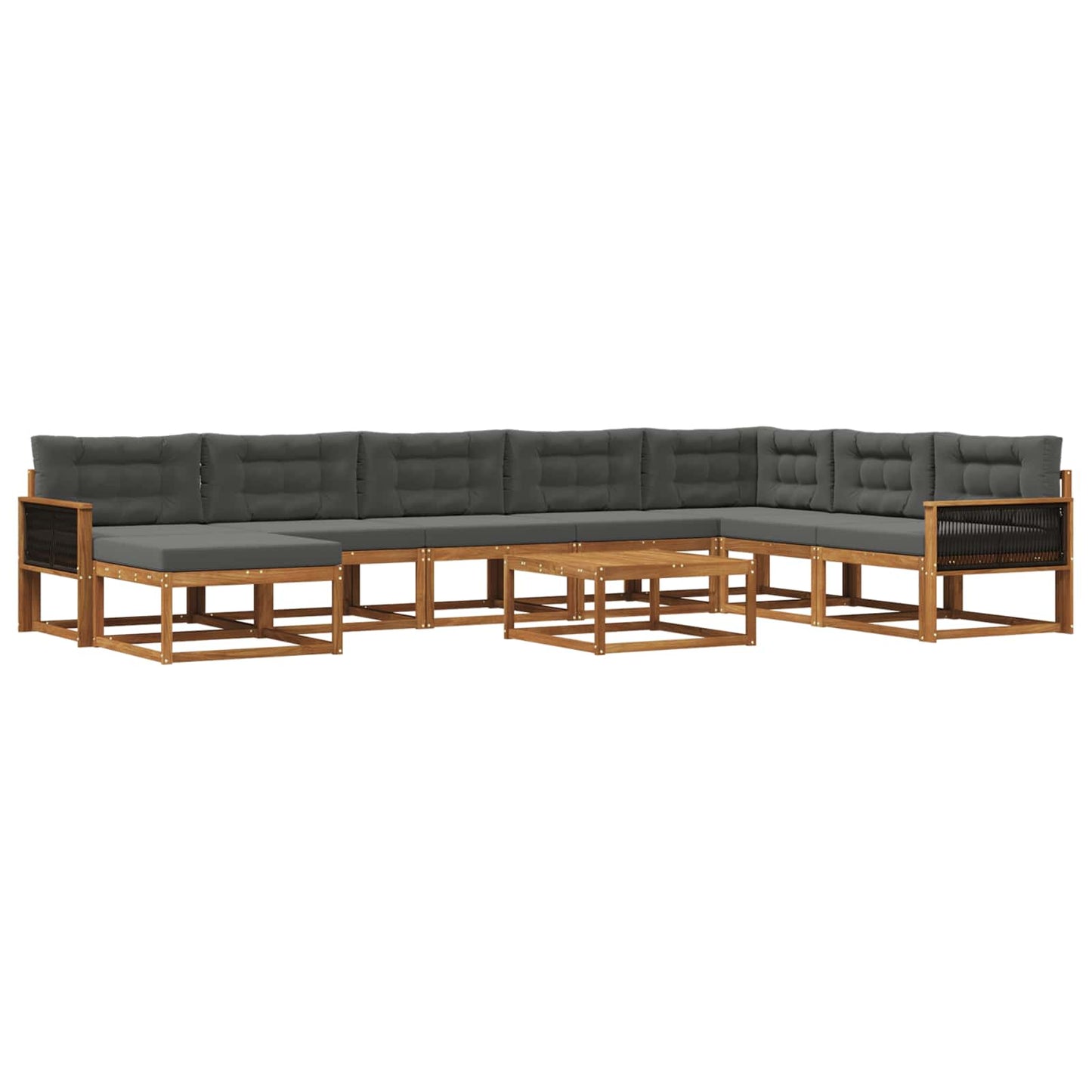 Set di divani da esterno con cuscino 9 pcs Naturale e Antracite