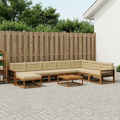 Set di divani da esterno con cuscino 9 pcs Naturale e Beige | homemem39