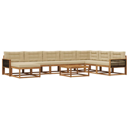 Set di divani da esterno con cuscino 9 pcs Naturale e Beige | homemem39
