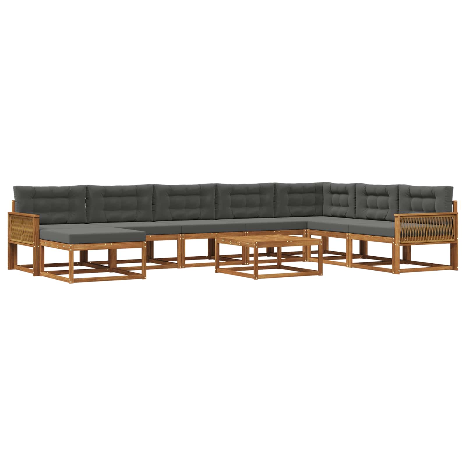 Set di divani da esterno con cuscino 9 pcs Naturale e Antracite | homemem39