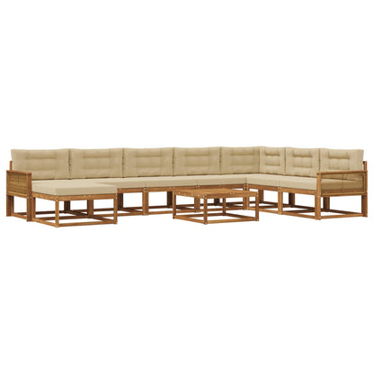 Set di divani da esterno con cuscino 9 pcs Naturale e Beige | homemem39