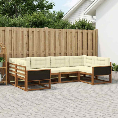 Set di divani da esterno con cuscino 6 pcs Naturale e Crema | homemem39