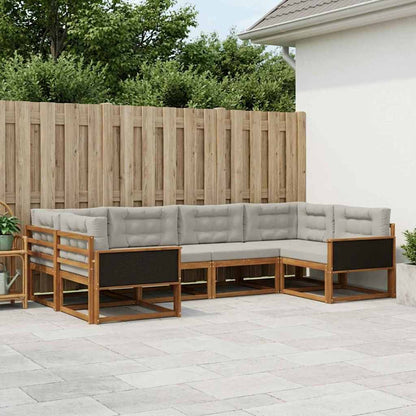 Set di divani da esterno 6 pcs Naturale e Grigio Chiaro | homemem39