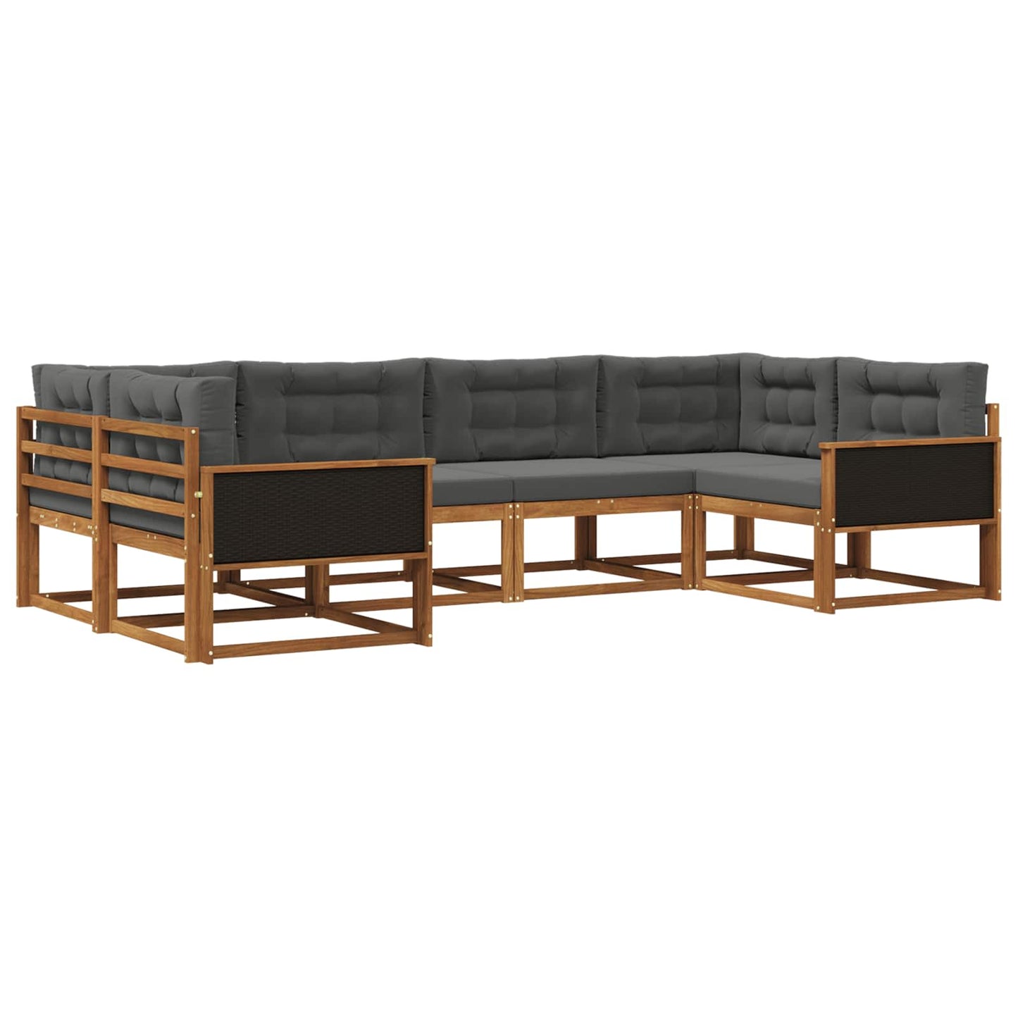 Set di divani da esterno con cuscino 6 pcs Naturale e Antracite | homemem39