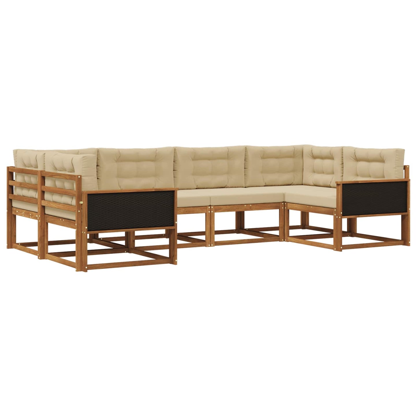 Set di divani da esterno con cuscino 6 pcs Naturale e Beige | homemem39