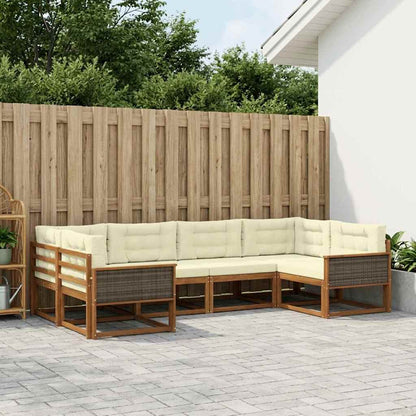 Set di divani da esterno con cuscino 6 pcs Naturale e Crema