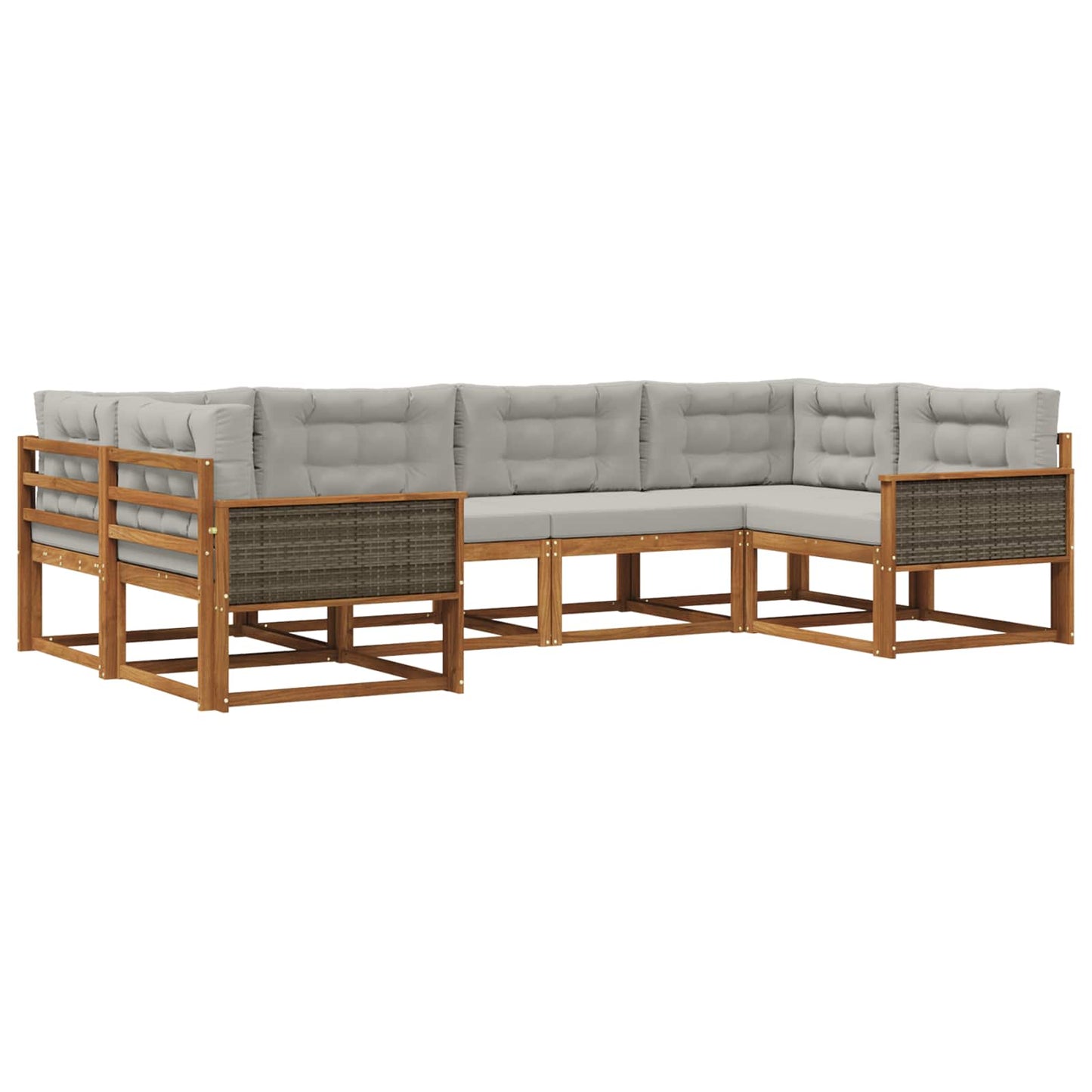 Set di divani da esterno 6 pcs Naturale e Grigio Chiaro | homemem39