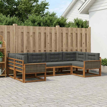 Set di divani da esterno con cuscino 6 pcs Naturale e Antracite | homemem39
