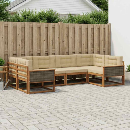 Set di divani da esterno con cuscino 6 pcs Naturale e Beige | homemem39