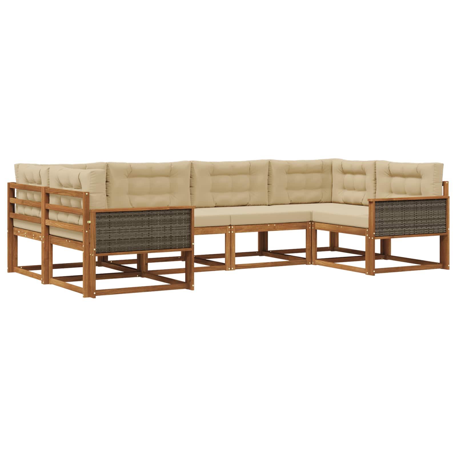 Set di divani da esterno con cuscino 6 pcs Naturale e Beige | homemem39