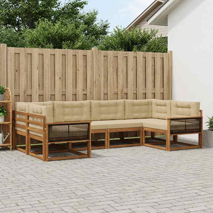 Set di divani da esterno con cuscino 6 pcs Naturale e Beige | homemem39
