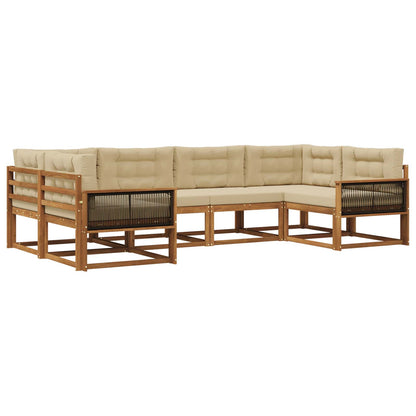 Set di divani da esterno con cuscino 6 pcs Naturale e Beige | homemem39