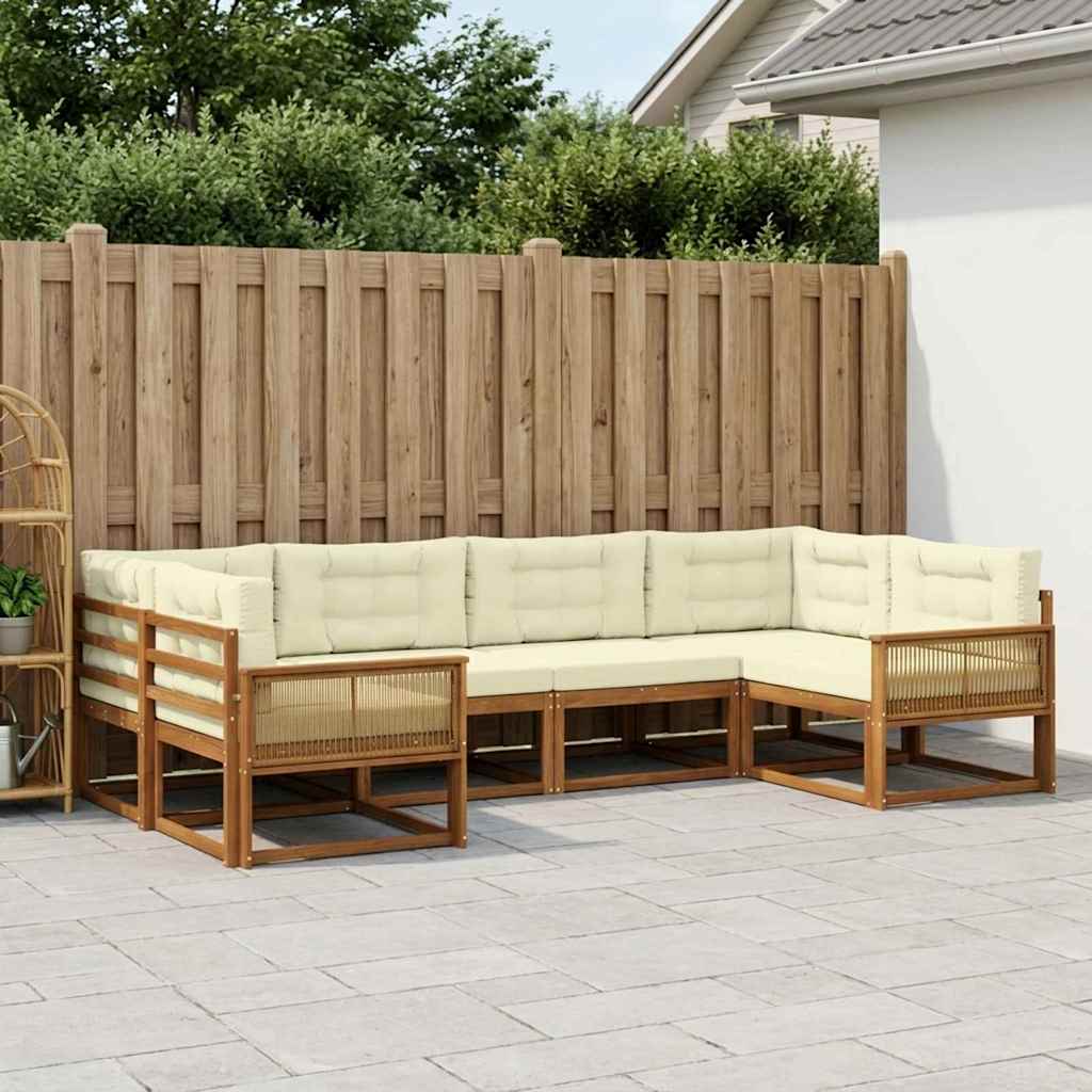 Set di divani da esterno con cuscino 6 pcs Naturale e Crema | homemem39