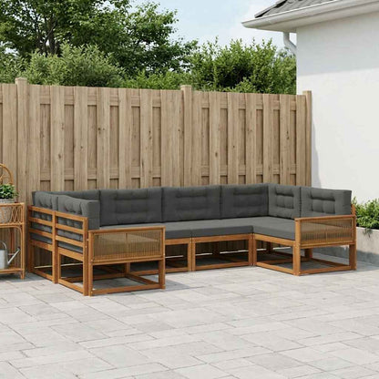 Set di divani da esterno con cuscino 6 pcs Naturale e Antracite | homemem39