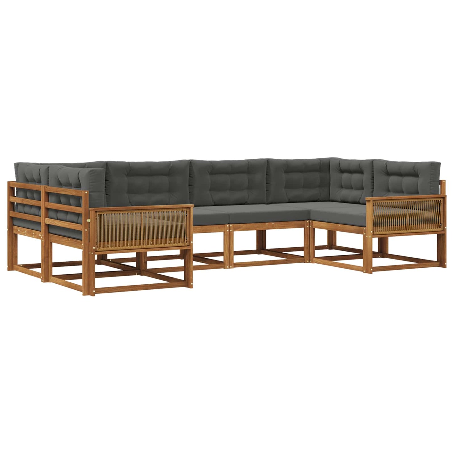 Set di divani da esterno con cuscino 6 pcs Naturale e Antracite | homemem39