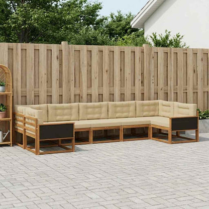 Set di divani da esterno con cuscino 7 pcs Naturale e Beige | homemem39