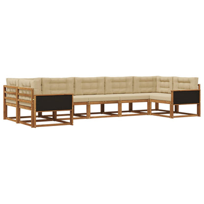Set di divani da esterno con cuscino 7 pcs Naturale e Beige | homemem39