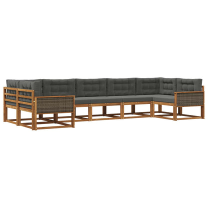 Set di divani da esterno con cuscino 7 pcs Naturale e Antracite | homemem39