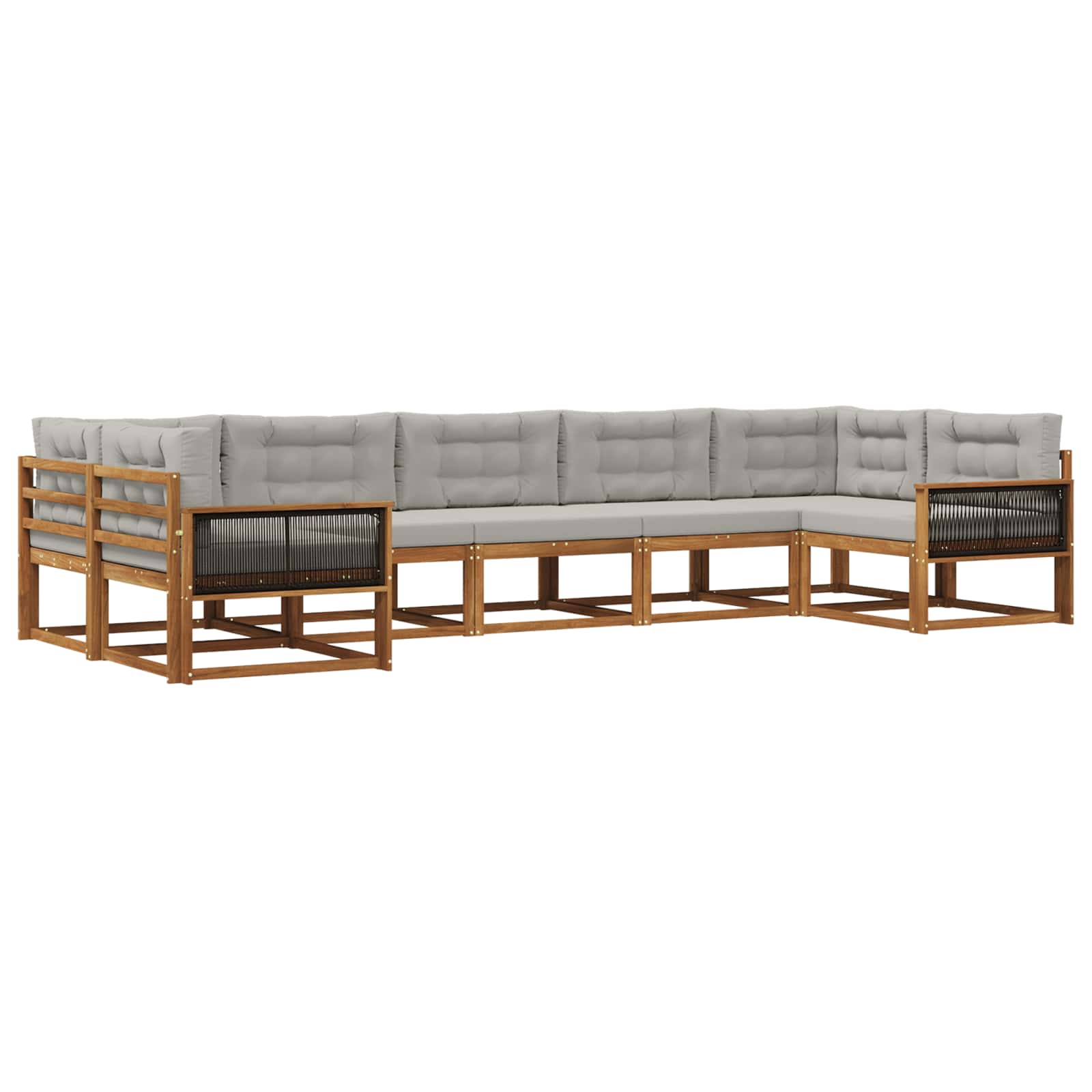 Set di divani da esterno 7 pcs Naturale e Grigio Chiaro | homemem39