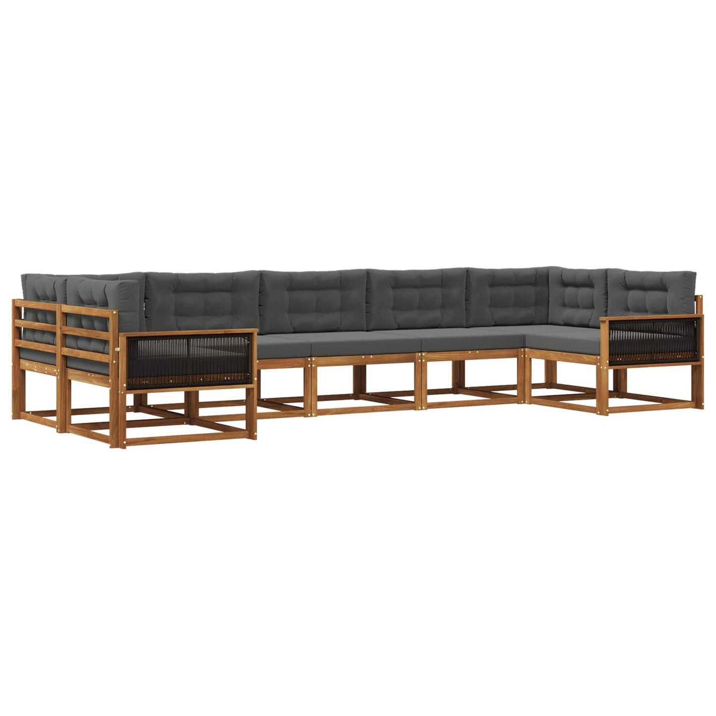Set di divani da esterno con cuscino 7 pcs Naturale e Antracite | homemem39