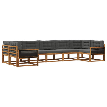 Set di divani da esterno con cuscino 7 pcs Naturale e Antracite | homemem39