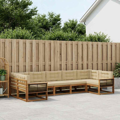Set di divani da esterno con cuscino 7 pcs Naturale e Beige
