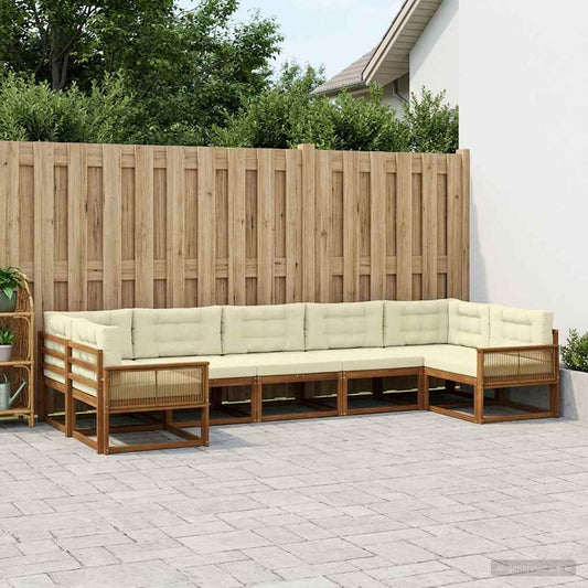 Set di divani da esterno con cuscino 7 pcs Naturale e Crema