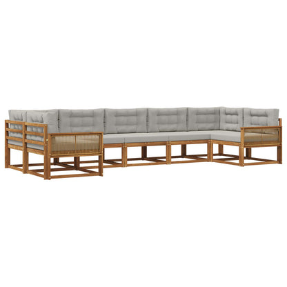 Set di divani da esterno 7 pcs Naturale e Grigio Chiaro | homemem39