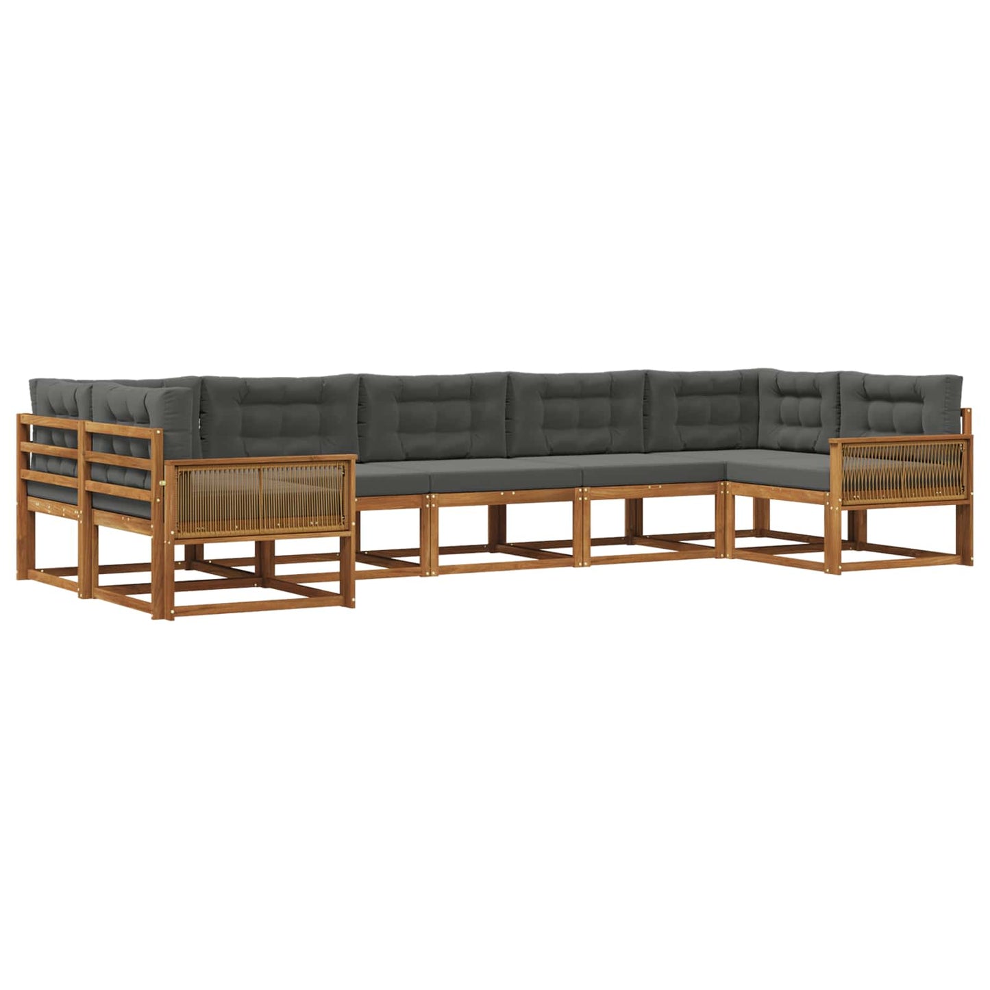 Set di divani da esterno con cuscino 7 pcs Naturale e Antracite | homemem39