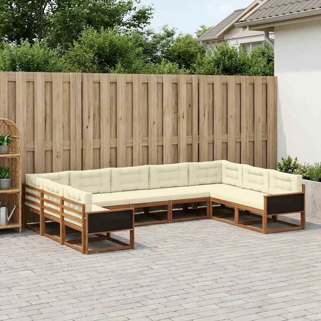 Set di divani da esterno con cuscino 9 pcs Naturale e Crema
