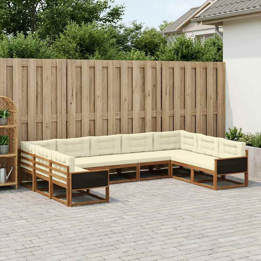 Set di divani da esterno con cuscino 9 pcs Naturale e Crema