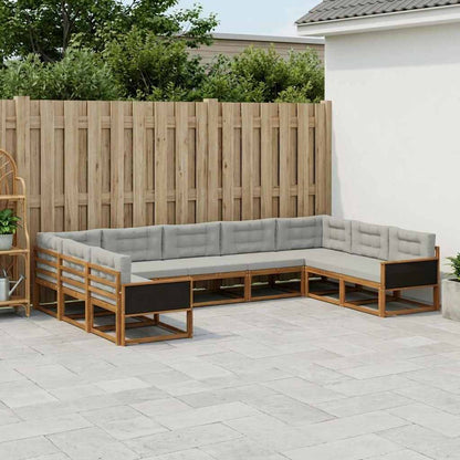 Set di divani da esterno 9 pcs Naturale e Grigio Chiaro