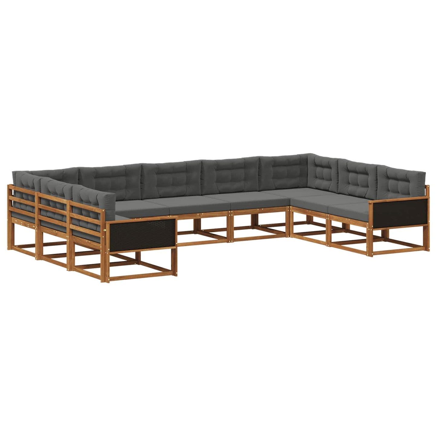 Set di divani da esterno con cuscino 9 pcs Naturale e Antracite | homemem39