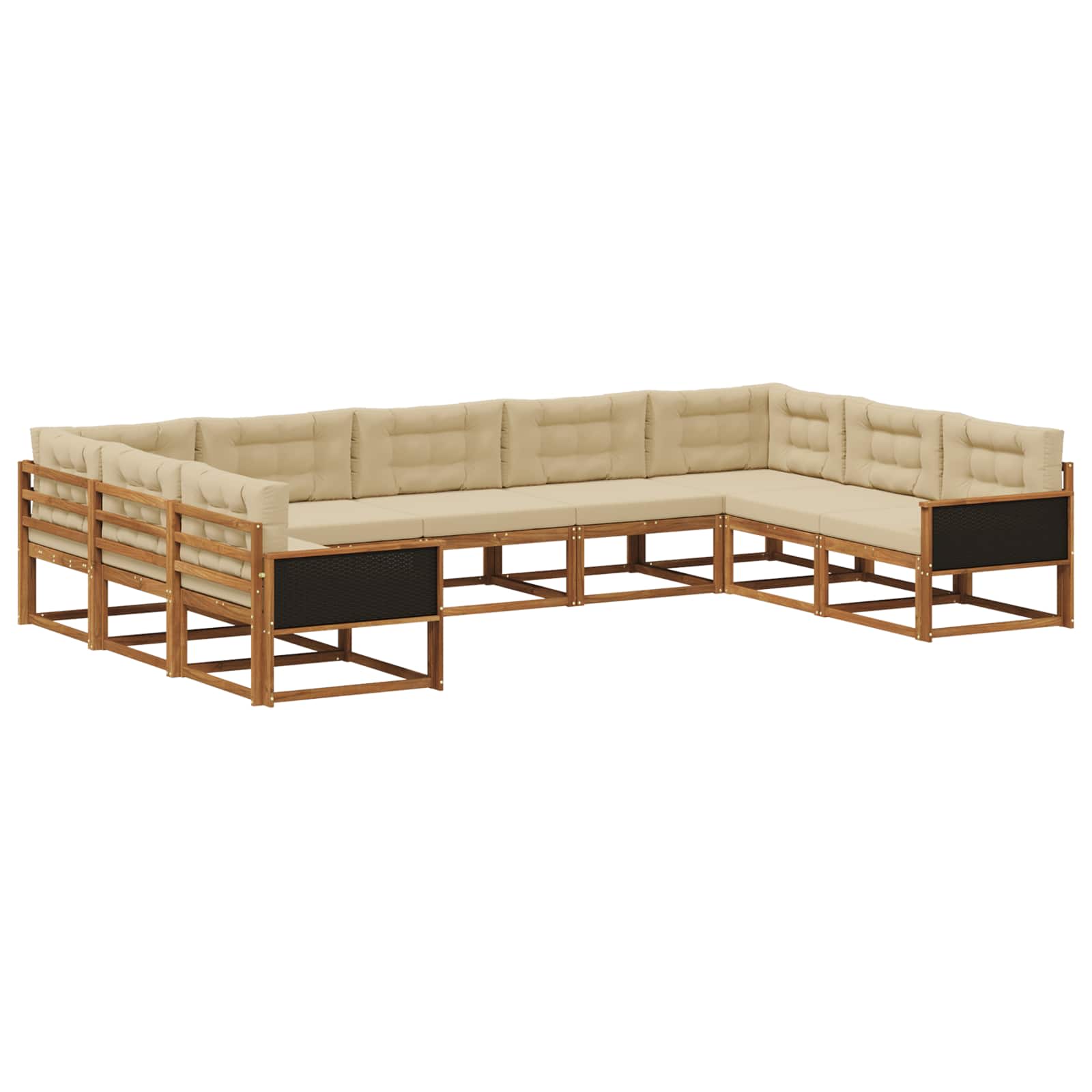 Set di divani da esterno con cuscino 9 pcs Naturale e Beige | homemem39