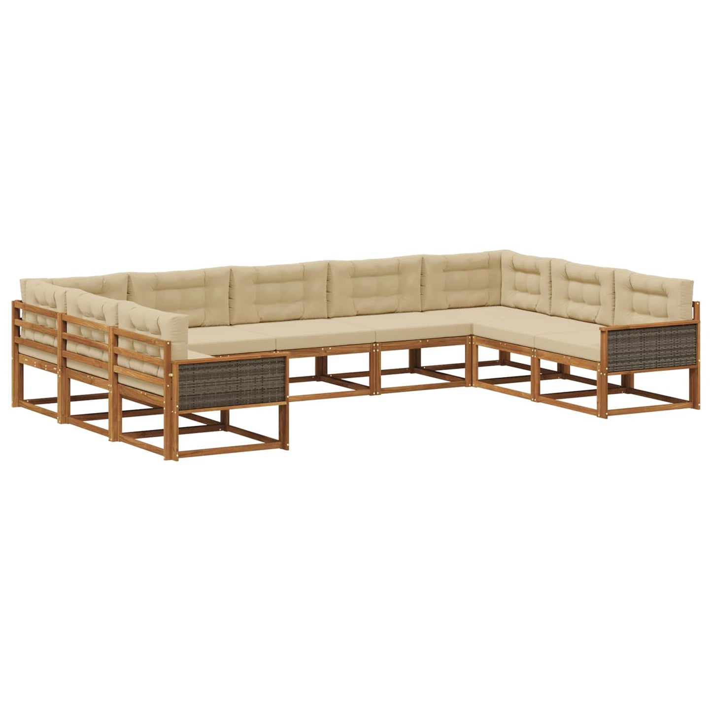 Set di divani da esterno con cuscino 9 pcs Naturale e Beige