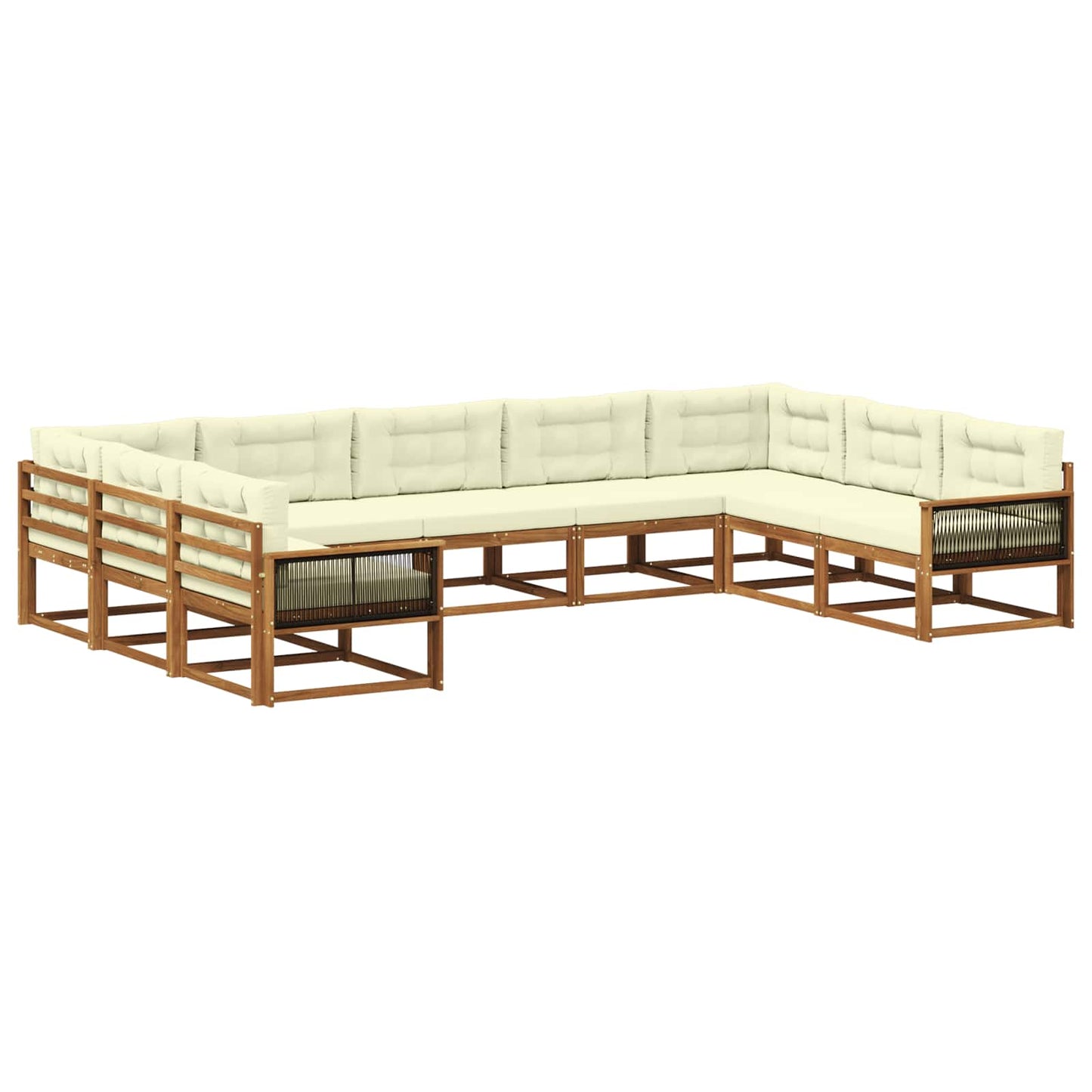 Set di divani da esterno con cuscino 9 pcs Naturale e Crema