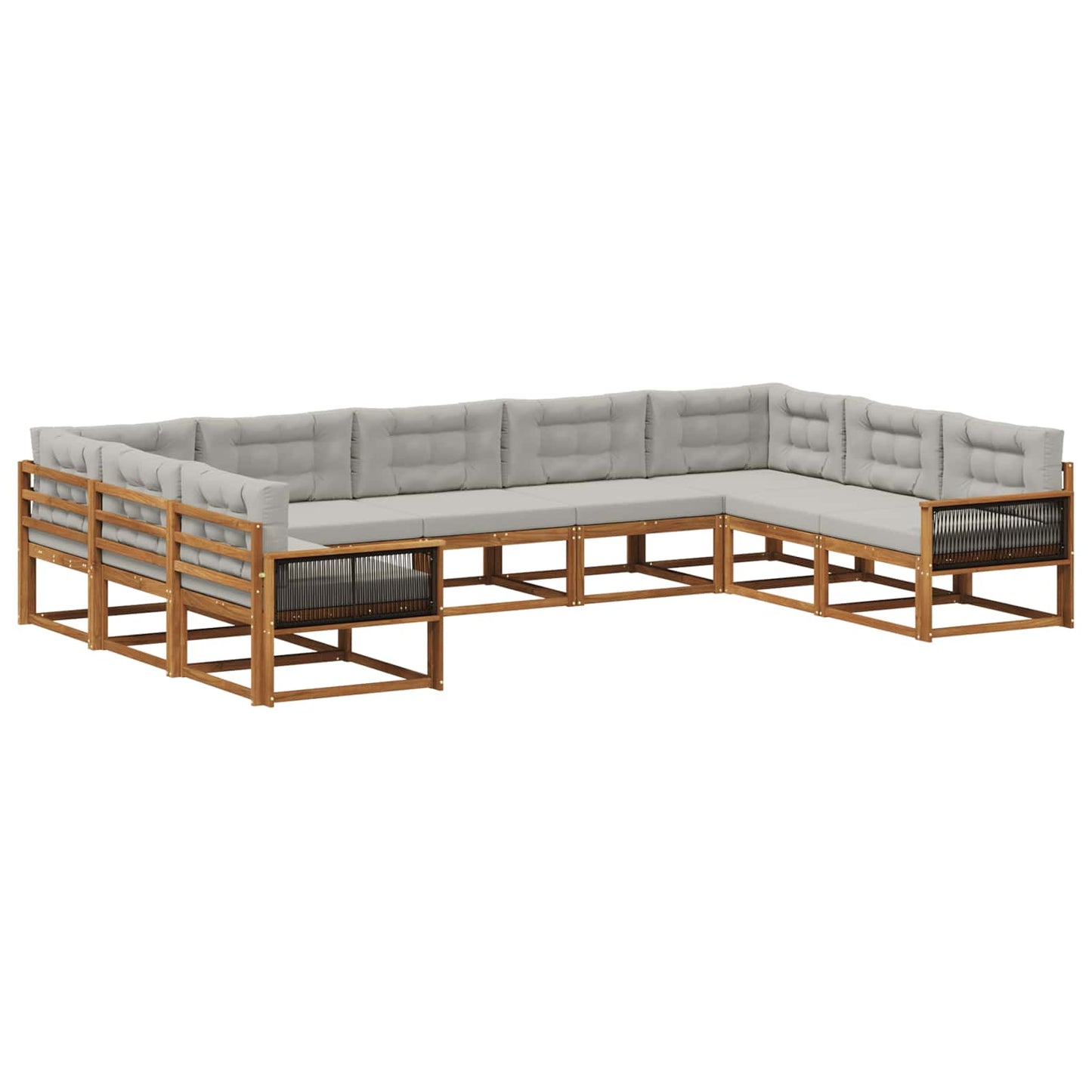 Set di divani da esterno 9 pcs Naturale e Grigio Chiaro