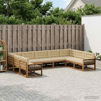 Set di divani da esterno con cuscino 9 pcs Naturale e Beige
